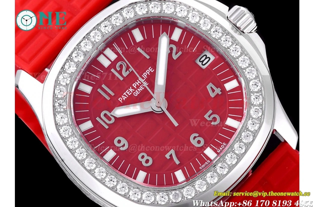 TWF Diamond Red RU Ladies SS Aquanaut 35mm A324 Bezel 0410